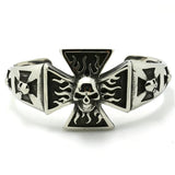 Men's Stainless Steel Biker Bracelet Cross Flame Skeleton Design