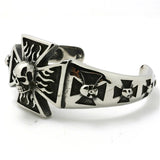 Men's Stainless Steel Biker Bracelet Cross Flame Skeleton Design