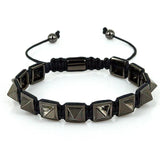 Men Punk Bangle Macrame Braiding Bracelet Stainless Steel Cuff