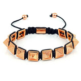 Men Punk Bangle Macrame Braiding Bracelet Stainless Steel Cuff