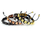 Men Punk Bangle Macrame Braiding Bracelet Stainless Steel Cuff