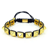 Men Punk Bangle Macrame Braiding Bracelet Stainless Steel Cuff