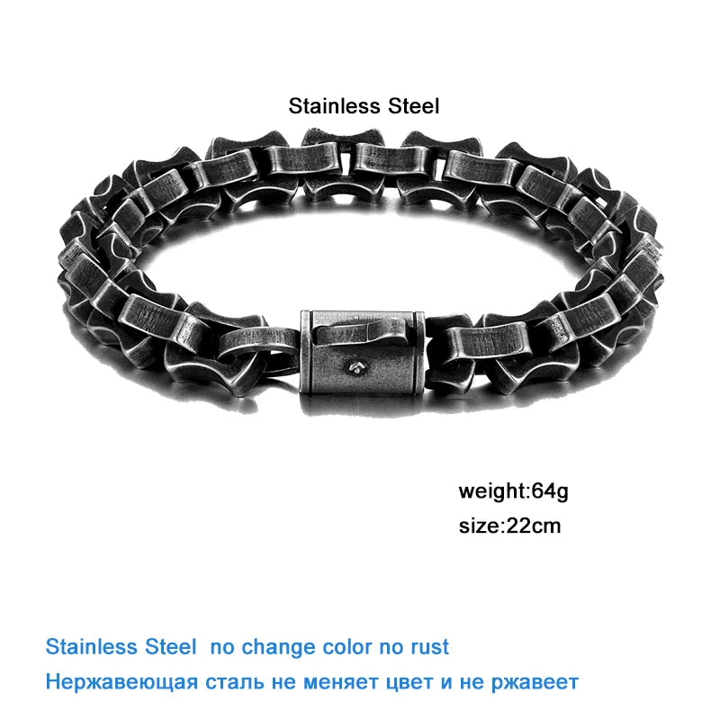 Men Punk Link Chain Bracelet Stainless Steel Motorcycle Jewelry