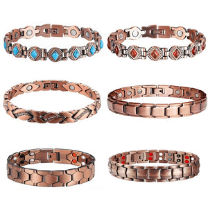 Red Copper Magnetic Bracelet Arthritis Pain Relief Double Magnet Retro Dragon