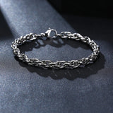 Men Rope Chain Stainless Steel Bracelet Silver