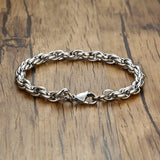 Men Rope Chain Stainless Steel Bracelet Silver