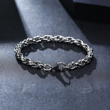 Men Rope Chain Stainless Steel Bracelet Silver