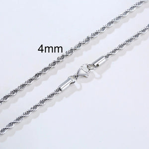 Minimalist Stainless Steel Rope Chain Necklace Silver 2-5mm
