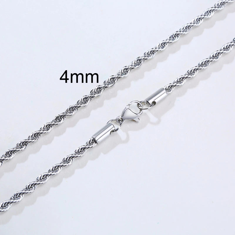 Minimalist Stainless Steel Rope Chain Necklace Silver 2-5mm
