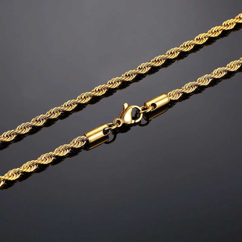 Minimalist Stainless Steel Rope Chain Necklace Silver 2-5mm