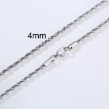 Minimalist Stainless Steel Rope Chain Necklace Silver 2-5mm