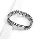 Men's Titanium Bracelet Mirror Polish Braided Chain Magnet Buckle