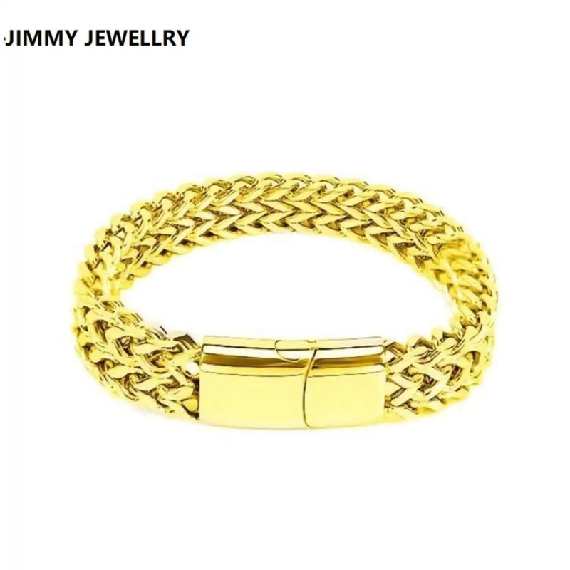 Men's Titanium Bracelet Mirror Polish Braided Chain Magnet Buckle