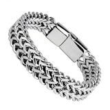 Men's Titanium Bracelet Mirror Polish Braided Chain Magnet Buckle