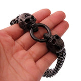 Stainless Steel Skulls Head Chain Bangle Bracelet Gothic Punk Jewelry