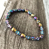 Men's Colorful Hematite Skull Stretch Bracelet