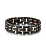 Men's Solid Carbon Fiber & Rosegold Stainless Steel Bracelet 15mm