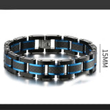Men's Solid Carbon Fiber & Rosegold Stainless Steel Bracelet 15mm