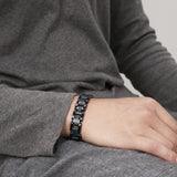 Men's Solid Carbon Fiber & Rosegold Stainless Steel Bracelet 15mm