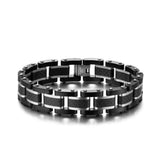Men's Solid Carbon Fiber & Rosegold Stainless Steel Bracelet 15mm