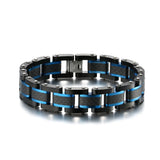 Men's Solid Carbon Fiber & Rosegold Stainless Steel Bracelet 15mm