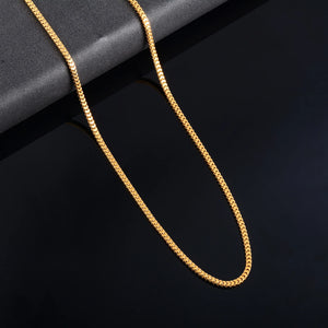 Men Square Box Chain Stainless Steel Long Necklace Women Choker Jewelry