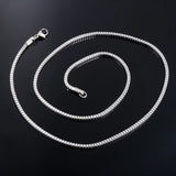 Men Square Box Chain Stainless Steel Long Necklace Women Choker Jewelry
