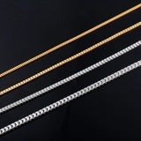 Men Square Box Chain Stainless Steel Long Necklace Women Choker Jewelry