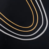 Men Square Box Chain Stainless Steel Long Necklace Women Choker Jewelry