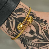 Men Stainless Steel Wolf Charm Bangle Set Wristband