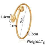 Men Stainless Steel Wolf Charm Bangle Set Wristband