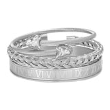 Men Stainless Steel Wolf Charm Bangle Set Wristband
