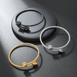 Men Stainless Steel Wolf Charm Bangle Set Wristband