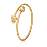 Men Stainless Steel Wolf Charm Bangle Set Wristband