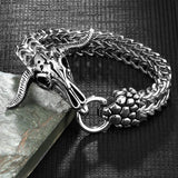 Men Stainless Steel Bracelet Cow Head Link Chain Jewelry Hiphop Access...