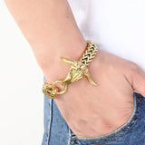 Men Stainless Steel Bracelet Cow Head Link Chain Jewelry Hiphop Access...