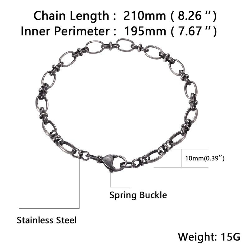 Men Stainless Steel Cross Chain Bracelet Lobster Claw Clasps GS0077
