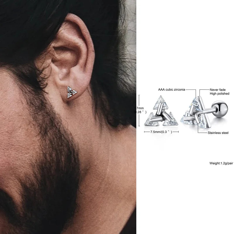 Triangle Crystal Zircon Stud Earrings