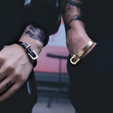 Men Titanium Bangles Bracelets 8MM Width Stainless Steel Bangle Gift
