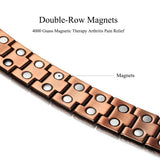 Men Pure Copper Pain Relief Bracelet Double Row Magnetic Therapy Hand Chain