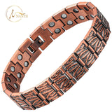 Men Pure Copper Pain Relief Bracelet Double Row Magnetic Therapy Hand Chain