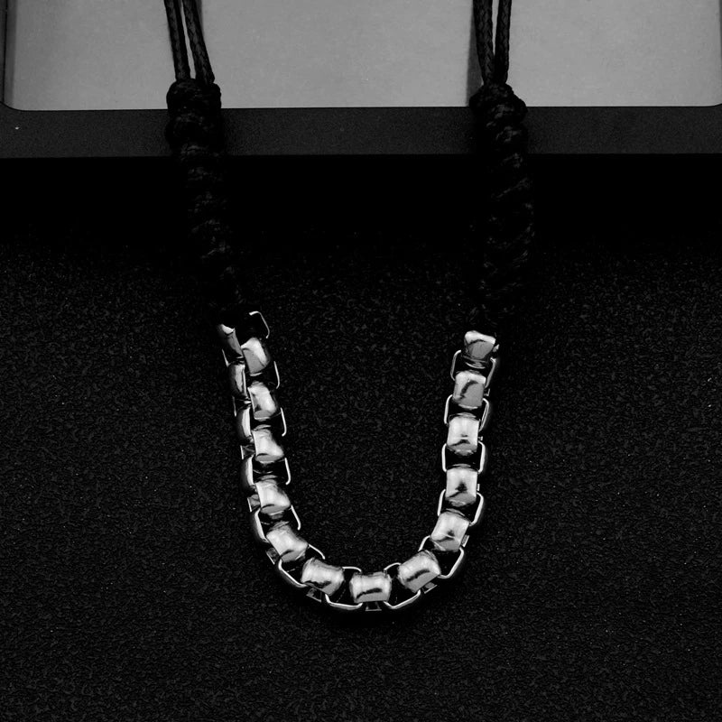 Men Vintage Stainless Steel Chain Link Braided Rope Hand Jewelry