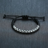 Men Vintage Stainless Steel Chain Link Braided Rope Hand Jewelry