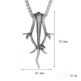 Vintage Three Headed Snake Pendant Necklace Stainless Steel
