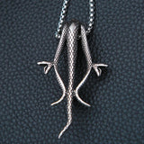 Vintage Three Headed Snake Pendant Necklace Stainless Steel
