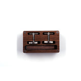 Men Vintage Wooden Necktie Clip Tie Bar Pin Button Set Wood Cufflinks