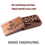 Men Vintage Wooden Necktie Clip Tie Bar Pin Button Set Wood Cufflinks