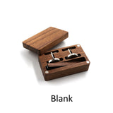 Men Vintage Wooden Necktie Clip Tie Bar Pin Button Set Wood Cufflinks