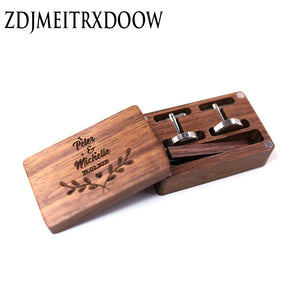 Men Vintage Wooden Necktie Clip Tie Bar Pin Button Set Wood Cufflinks