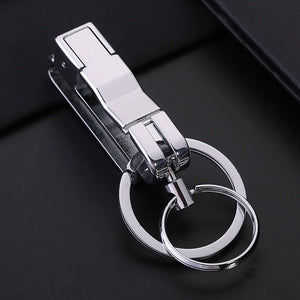 Men Waist Hanging Double Ring Key Chain Metal Keyring Auto Pendant Key Holder